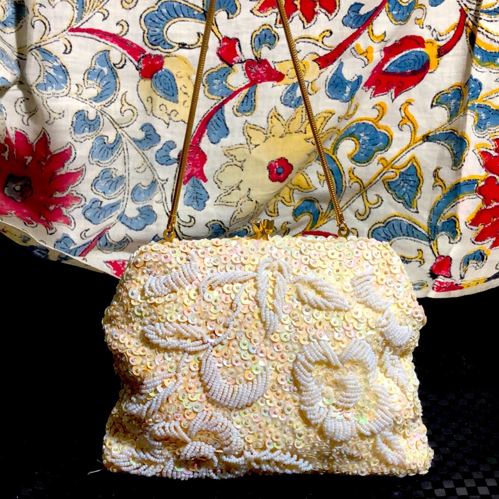 VINTAGE Handmade Sequin & Beaded Purse